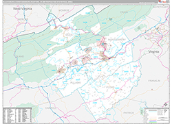 Blacksburg-Christiansburg-Radford Metro Area Wall Map Premium Style 2026